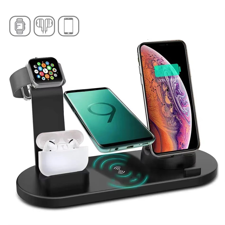 30W 7 in 1 Wireless Charger Stand Pad for Iphone 15 14 13 12 11 X Apple Watch Airpods Desk Phone Chargers Charging Dock Station