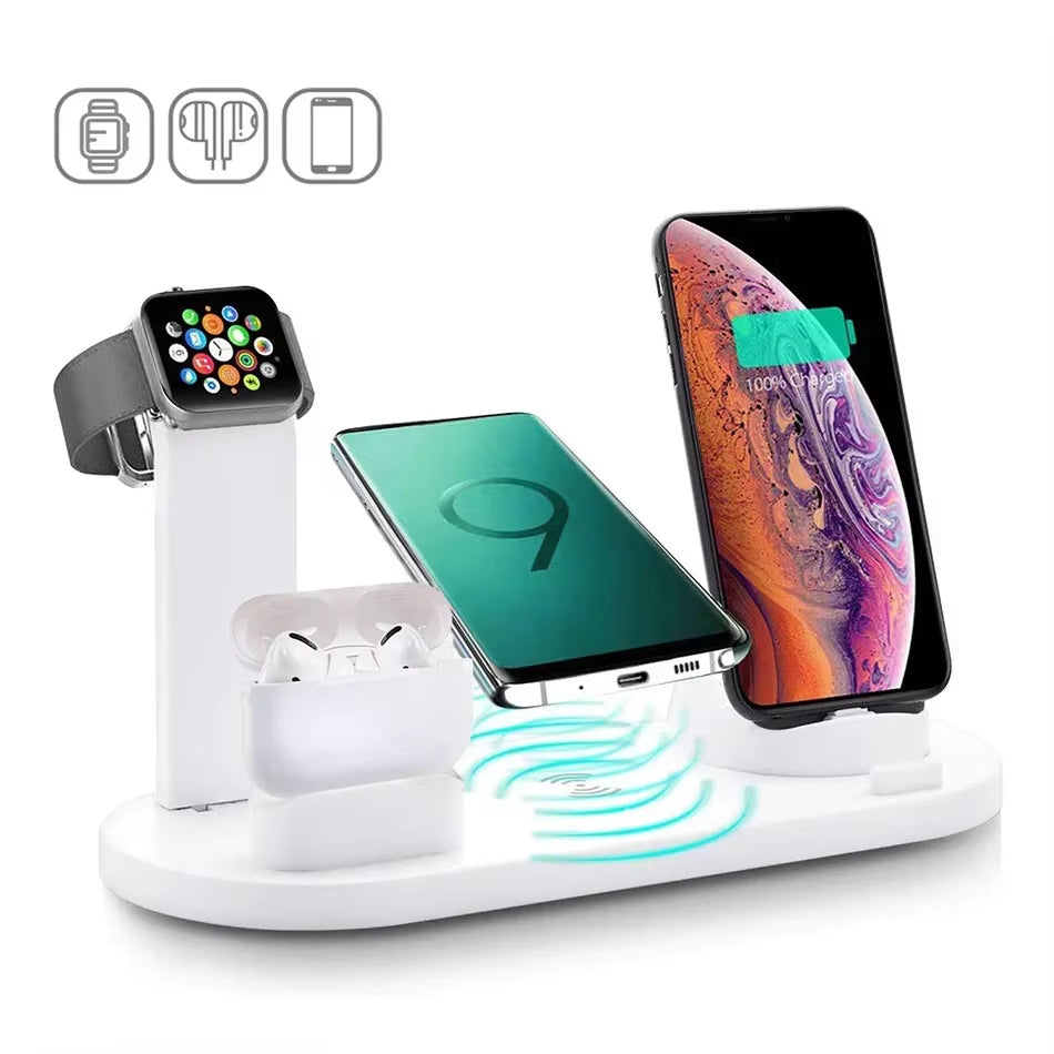 30W 7 in 1 Wireless Charger Stand Pad for Iphone 15 14 13 12 11 X Apple Watch Airpods Desk Phone Chargers Charging Dock Station